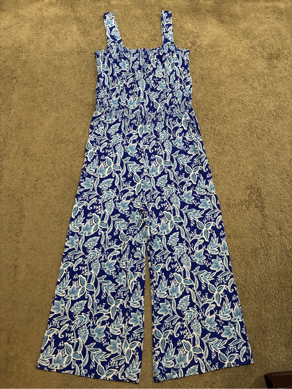 Boden Jumpsuit Sleeveless Stretch Wide Leg Women Size 10R Square Neck 25” Inseam